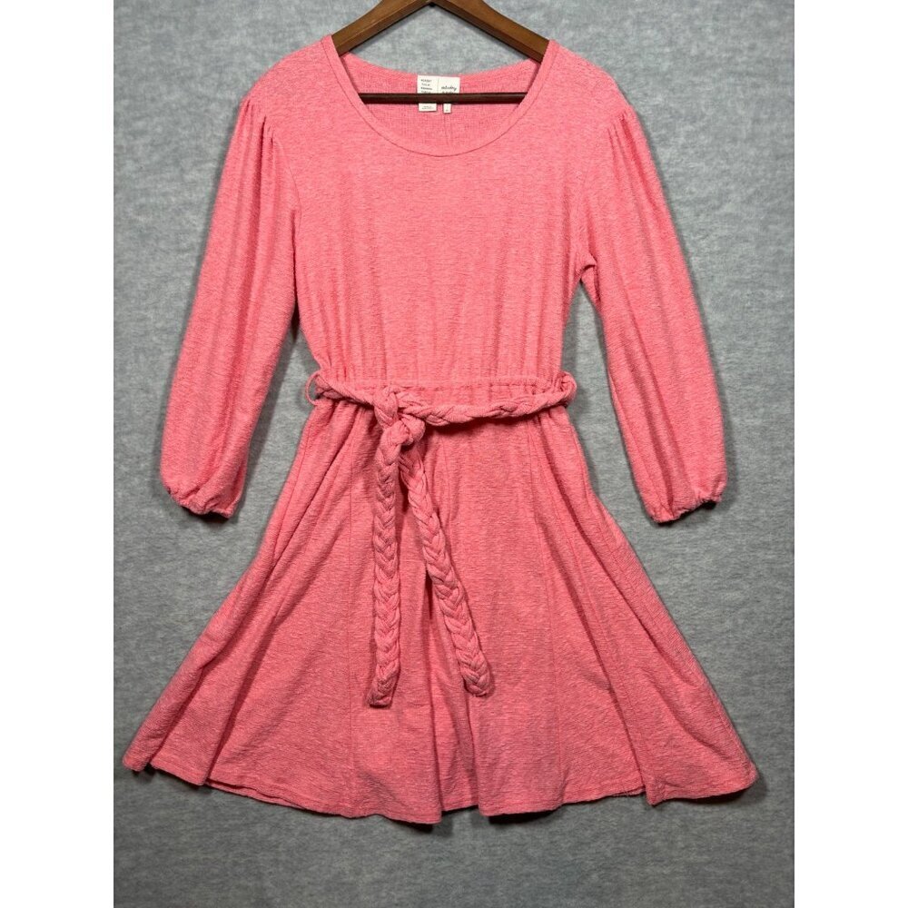 Monday Tuesday Anthropologie Dress XS‎ Pink Belted 3/4 Sleeve